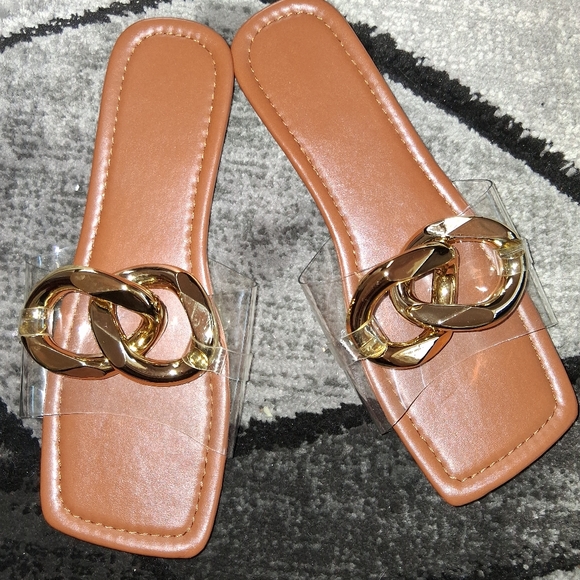 NWOT Zara Size 41 (9/10 US) Gold Metal Chain Flat Sandals! - Picture 6 of 13
